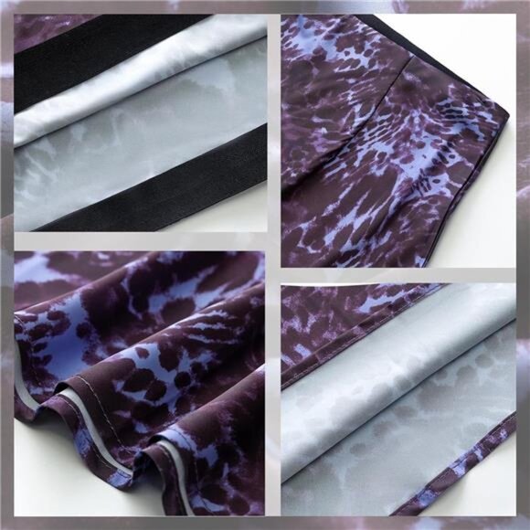 Womens Leopard Print Skirt Midi Long Length Silk Satin High Waist Elastic Skirts - Picture 3 of 6